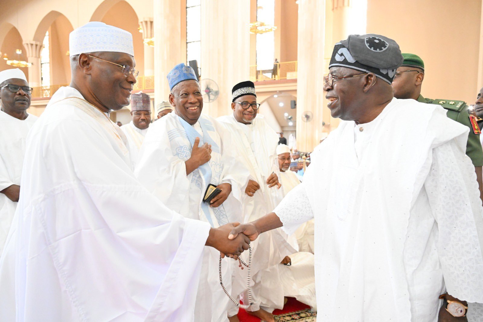 Photo News:  Tinubu Meets Atiku in National Mosque 