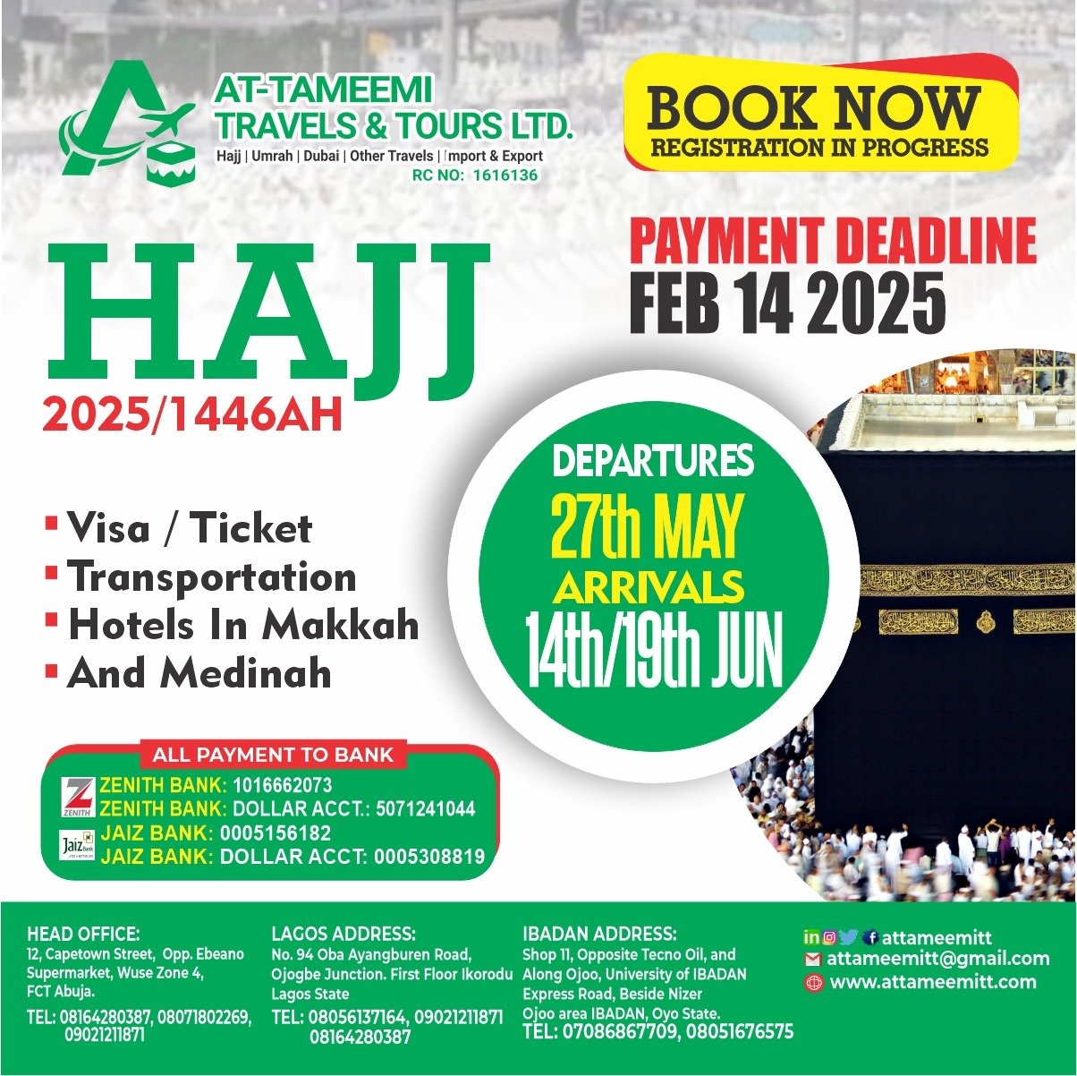 2025 Hajj: AT-Tameemi Travels & Tours Announces ”Hajj Made Easy Package”