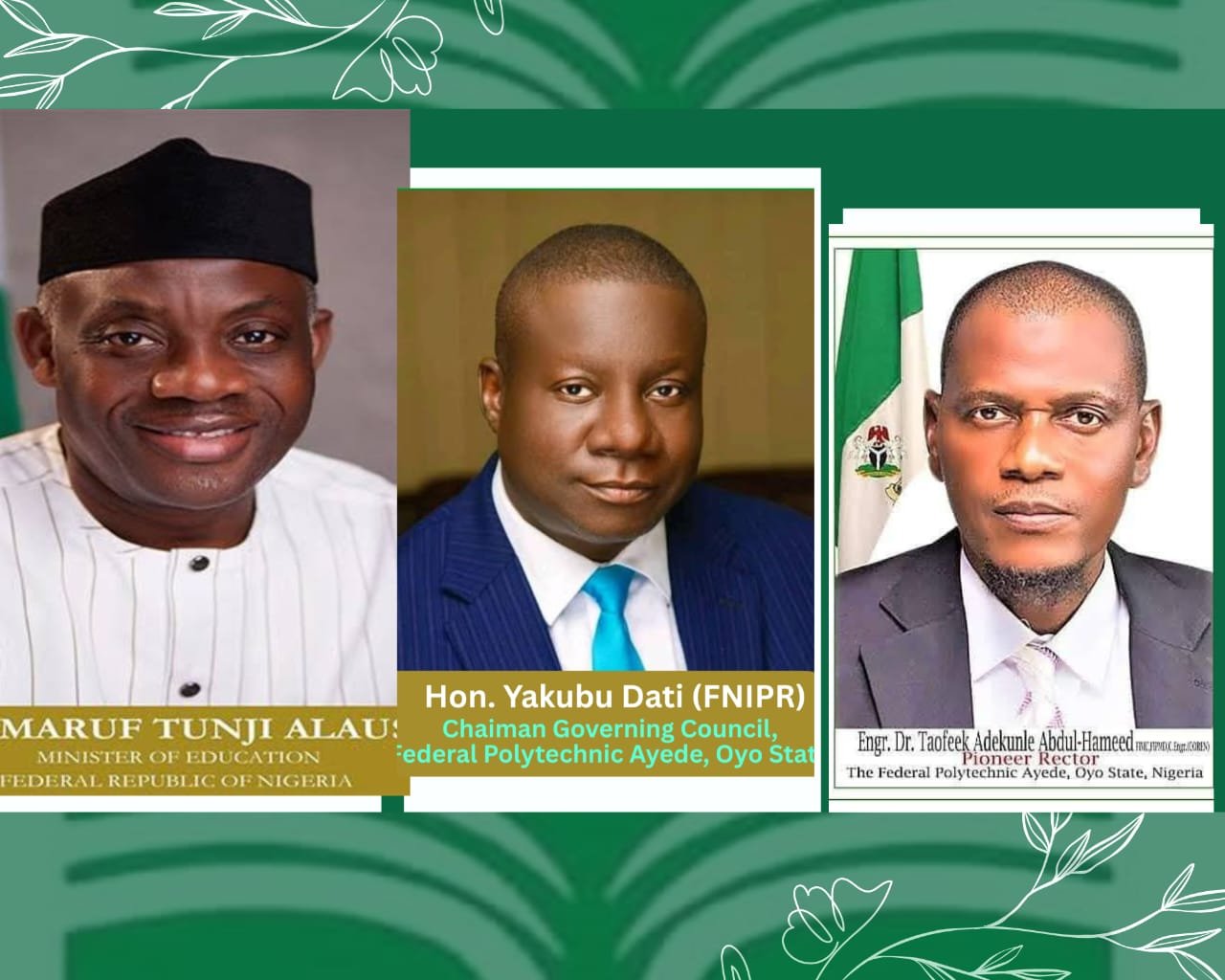 Fed Poly Ayede celebrates Education Minister.over CON honour