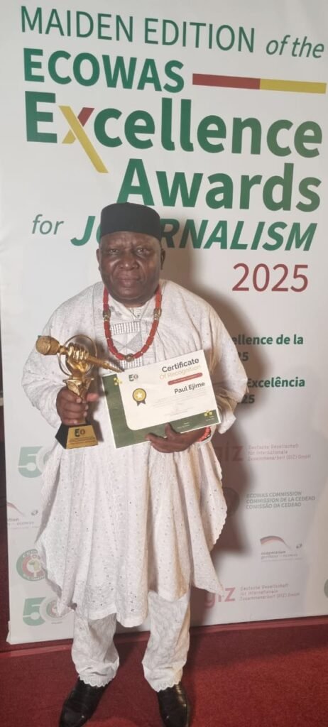 Ejime Wins ECOWAS Maiden Journalist Excellence Award