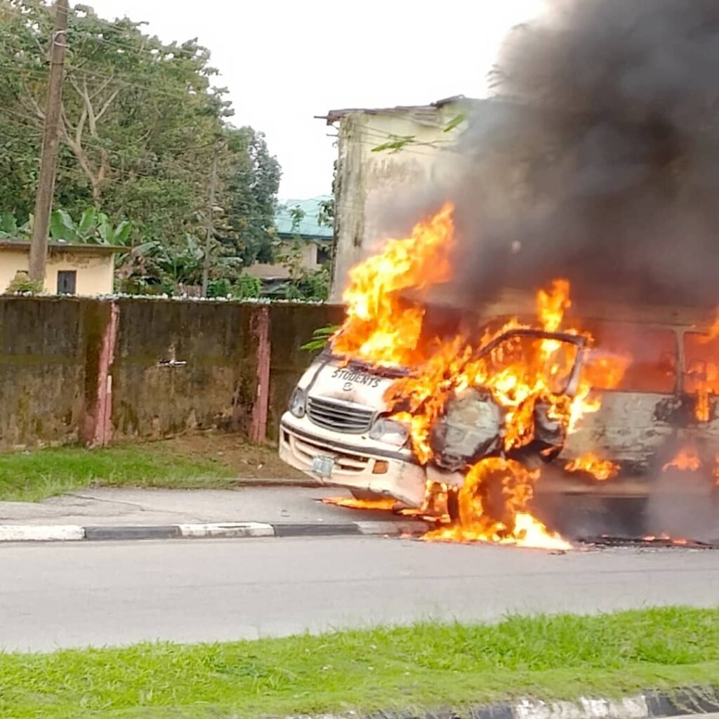 Major fire oubreak Averted in UniCal as Shuttle Bus Burst into Flame