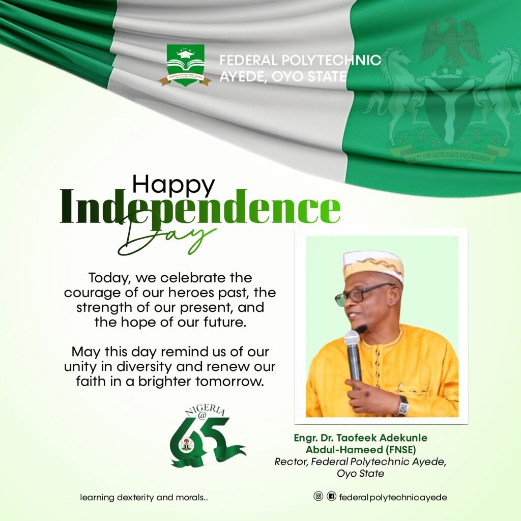 Federal Poly Ayede Hails Tinubu’s ‘Renewed Hope’ as Nigeria Turns 65