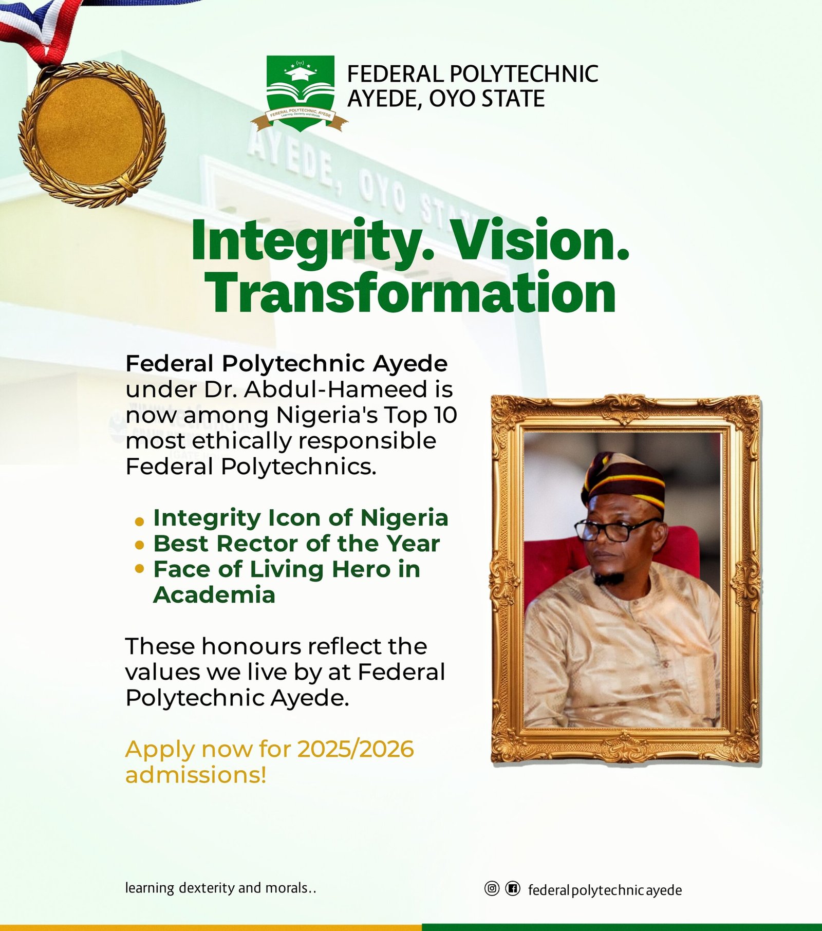 Federal Polytechnic Ayede: Ranked Among Nigeria’s Top 10 — Redefining Excellence in Education