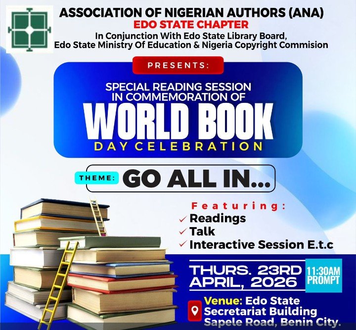 ANA, Edo State Literary Community to Mark World Book Day with “Go All In” Reading Session